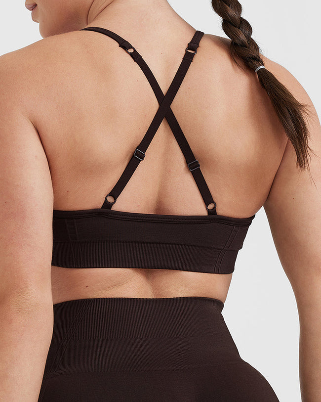 Effortless Strappy Bralette with White Logo | 70% Cocoa
