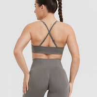 Effortless Strappy Bralette with White Logo | Ash Grey