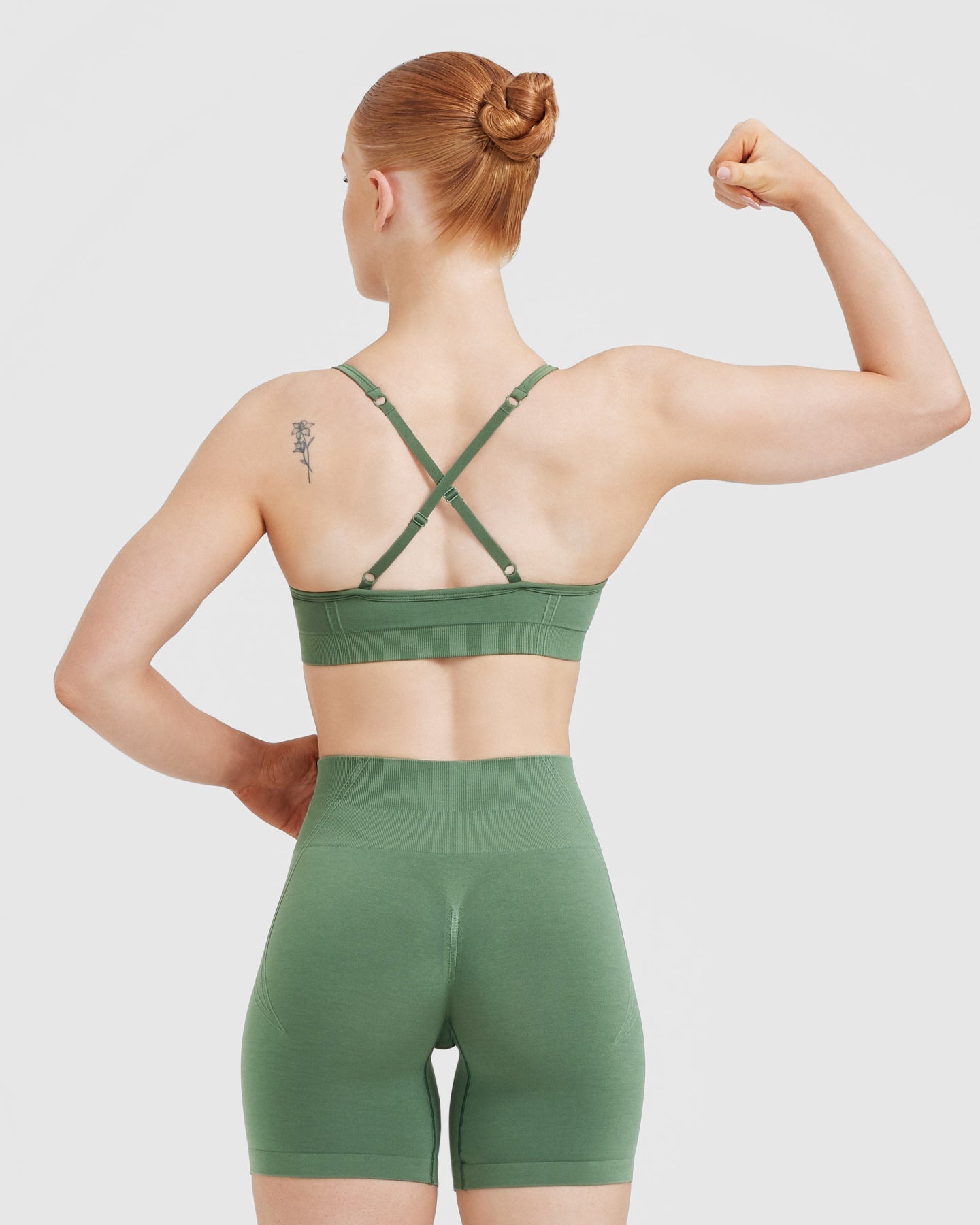 Effortless Strappy Bralette with White Logo | Forest Green