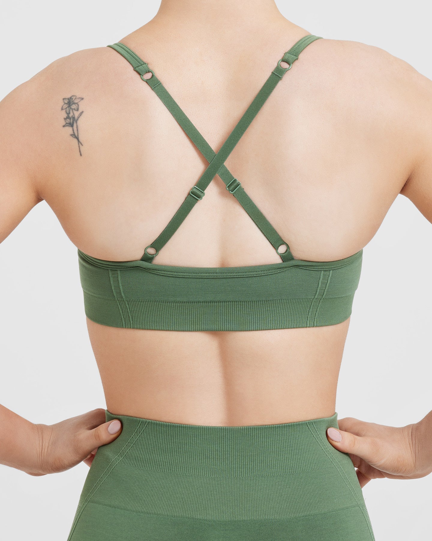 Effortless Strappy Bralette with White Logo | Forest Green