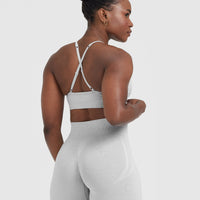 Effortless Strappy Bralette with White Logo | Grey Marl