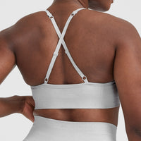 Effortless Strappy Bralette with White Logo | Grey Marl