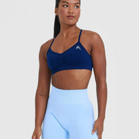 Effortless Strappy Bralette with White Logo | Midnight