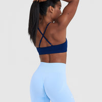 Effortless Strappy Bralette with White Logo | Midnight