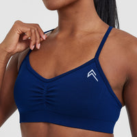 Effortless Strappy Bralette with White Logo | Midnight