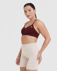 Effortless Strappy Bralette with White Logo | Rosewood