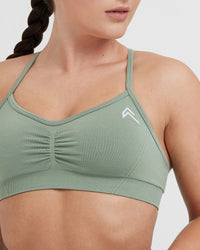Effortless Strappy Bralette with White Logo | Sage