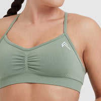 Effortless Strappy Bralette with White Logo | Sage
