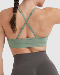Effortless Strappy Bralette with White Logo | Sage