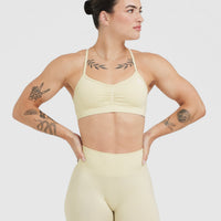 Effortless Strappy Bralette with White Logo | Vanilla