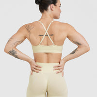 Effortless Strappy Bralette with White Logo | Vanilla