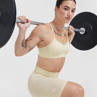 Effortless Strappy Bralette with White Logo | Vanilla