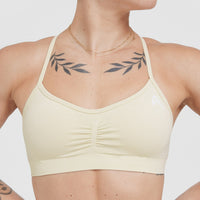 Effortless Strappy Bralette with White Logo | Vanilla