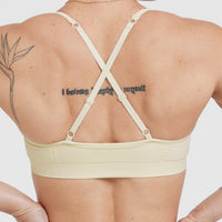 Effortless Strappy Bralette with White Logo | Vanilla