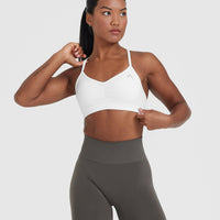 Effortless Strappy Bralette with White Logo | White