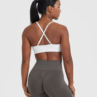 Effortless Strappy Bralette with White Logo | White