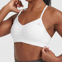 Effortless Strappy Bralette with White Logo | White