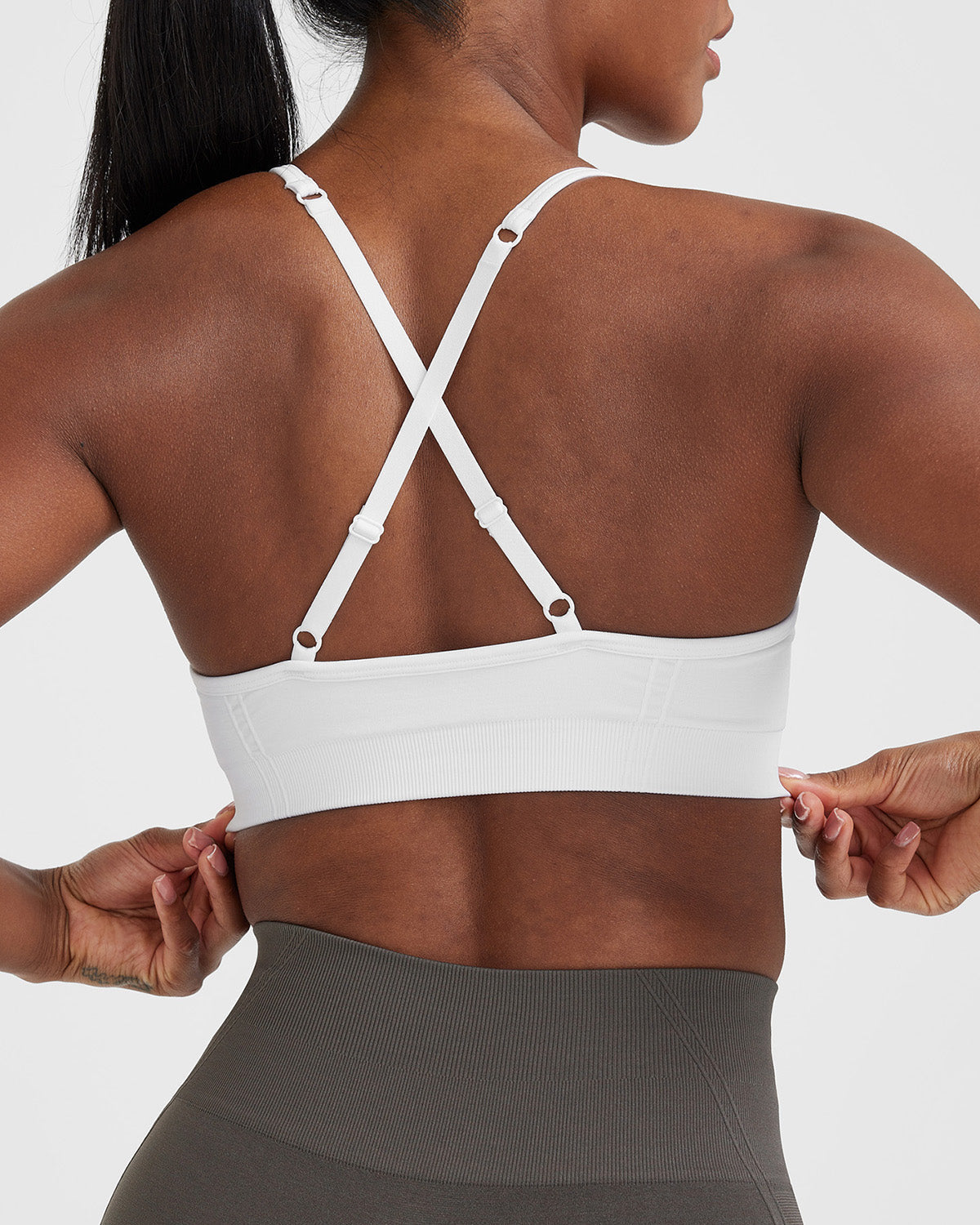 Effortless Strappy Bralette with White Logo | White