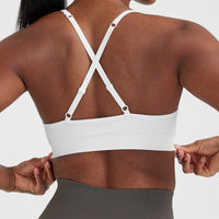 Effortless Strappy Bralette with White Logo | White