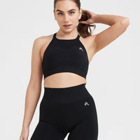 Effortless Seamless High Neck Bralette | Black