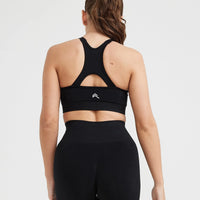 Effortless Seamless High Neck Bralette | Black