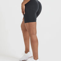 Effortless Seamless Cycling Shorts with White Logo | Coal