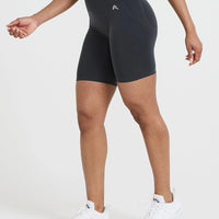 Effortless Seamless Cycling Shorts with White Logo | Coal