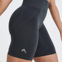 Effortless Seamless Cycling Shorts with White Logo | Coal