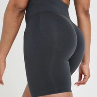 Effortless Seamless Cycling Shorts with White Logo | Coal