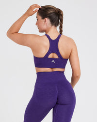 Effortless Seamless High Neck Bralette with White Logo | Amethyst