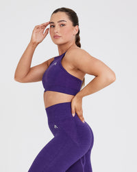 Effortless Seamless High Neck Bralette with White Logo | Amethyst