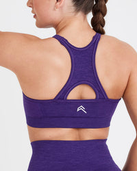 Effortless Seamless High Neck Bralette with White Logo | Amethyst