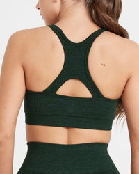 Effortless Seamless High Neck Bralette with White Logo | Evergreen