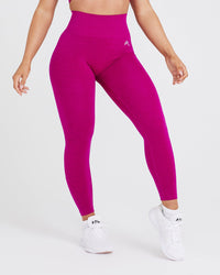 Effortless Seamless Leggings with White Logo | Fuchsia