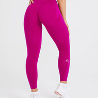 Effortless Seamless Leggings with White Logo | Fuchsia