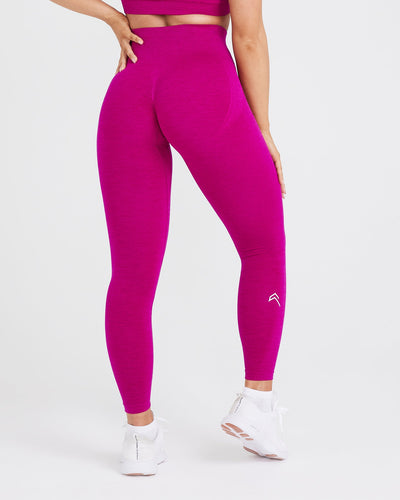 Effortless Seamless Leggings with White Logo | Fuchsia
