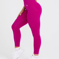 Effortless Seamless Leggings with White Logo | Fuchsia