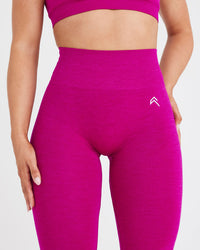 Effortless Seamless Leggings with White Logo | Fuchsia