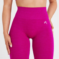 Effortless Seamless Leggings with White Logo | Fuchsia