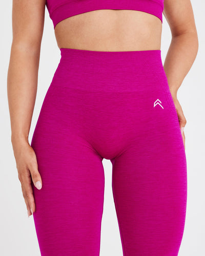 Effortless Seamless Leggings with White Logo | Fuchsia