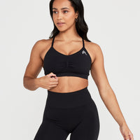 Effortless Micro Bralette with White Logo | Black