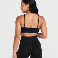 Effortless Micro Bralette with White Logo | Black