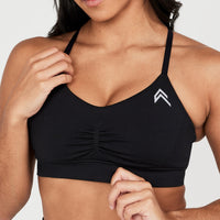 Effortless Micro Bralette with White Logo | Black