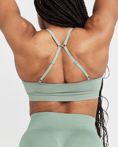 Effortless Micro Bralette with White Logo | Sage