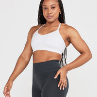 Effortless Micro Bralette with White Logo | White