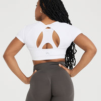 Effortless Seamless Short Sleeve Crop Top | White