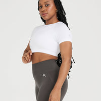Effortless Seamless Short Sleeve Crop Top | White