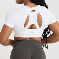 Effortless Seamless Short Sleeve Crop Top | White