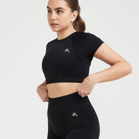 Effortless Seamless Short Sleeve Crop Top | Black