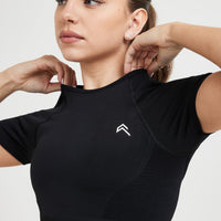 Effortless Seamless Short Sleeve Crop Top | Black